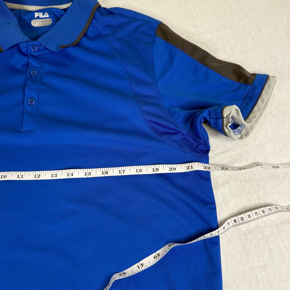 Fila Mens Golf Polo Shirt Blue Short Sleeve Performance Breathable‎ XL - Picture 3 of 5